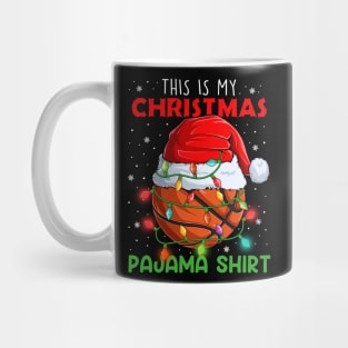 This is my Christmas Pajama Shirt Basketball ball Santa hat Mug